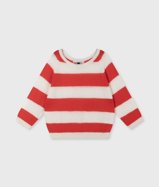 10 Days Amsterdam Sweater Thin Knit Stripes Red