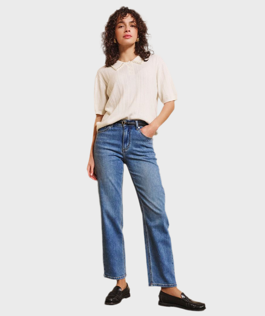 Esqualo Trousers Straight Embellished Jeans