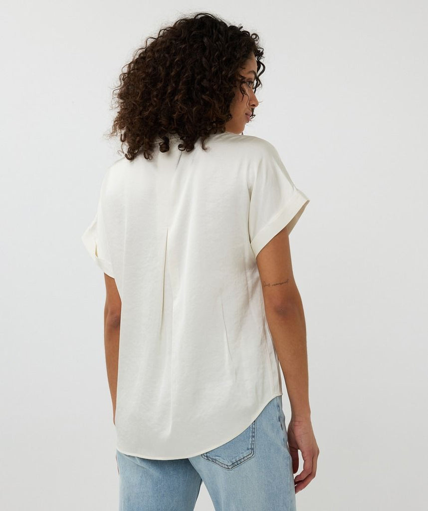Esqualo Blouse S/Slve Pocket Satin Look