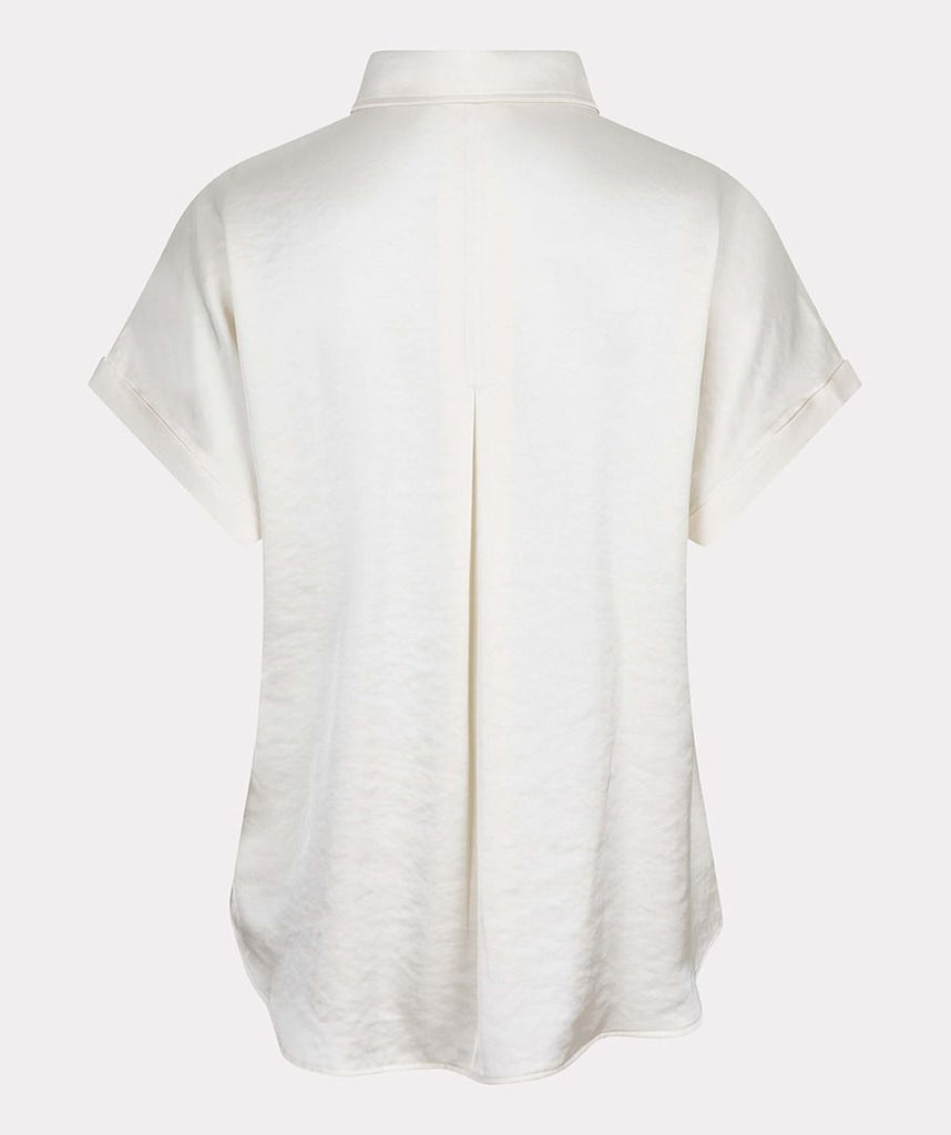 Esqualo Blouse S/Slve Pocket Satin Look