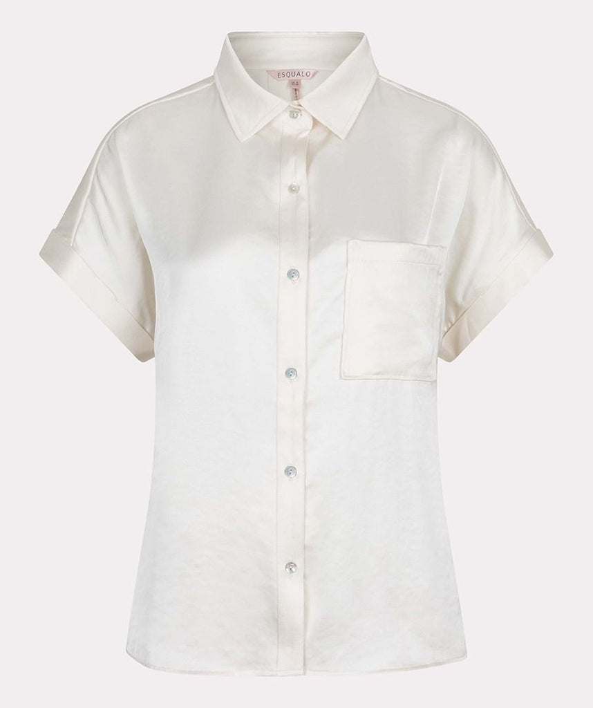 Esqualo Blouse S/Slve Pocket Satin Look