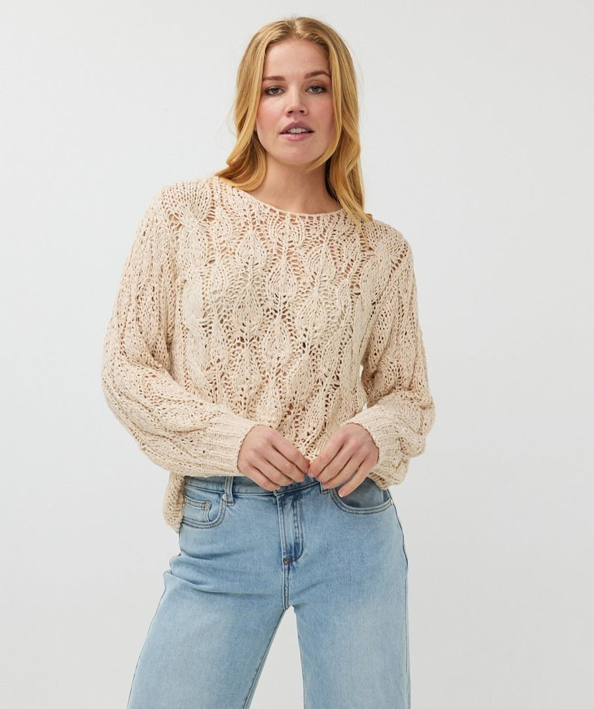 Esqualo Sweater Cable Tape Yarn Sand