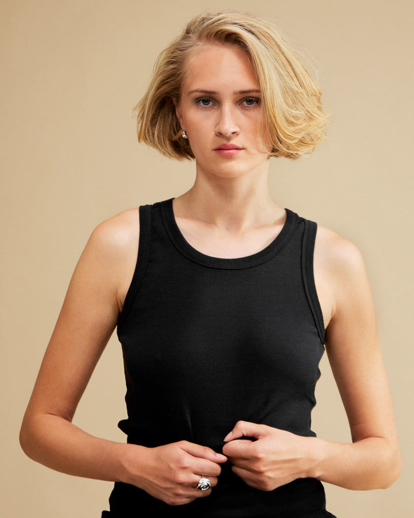Tif Tiffy  Ianna Ribbed Tank Top Black